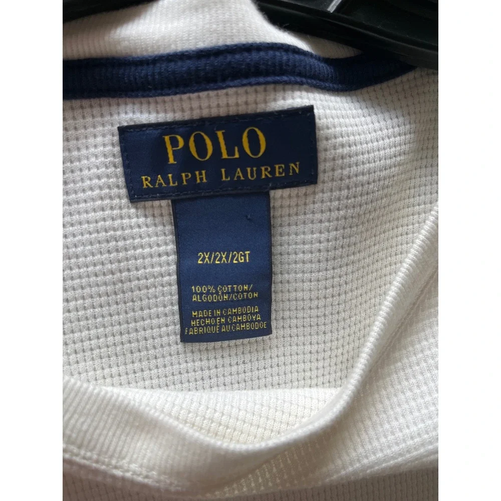 Polo Ralph Lauren Mens‎ 2XLT White Waffle Knit Thermal Long Sleeve Shirt Tall